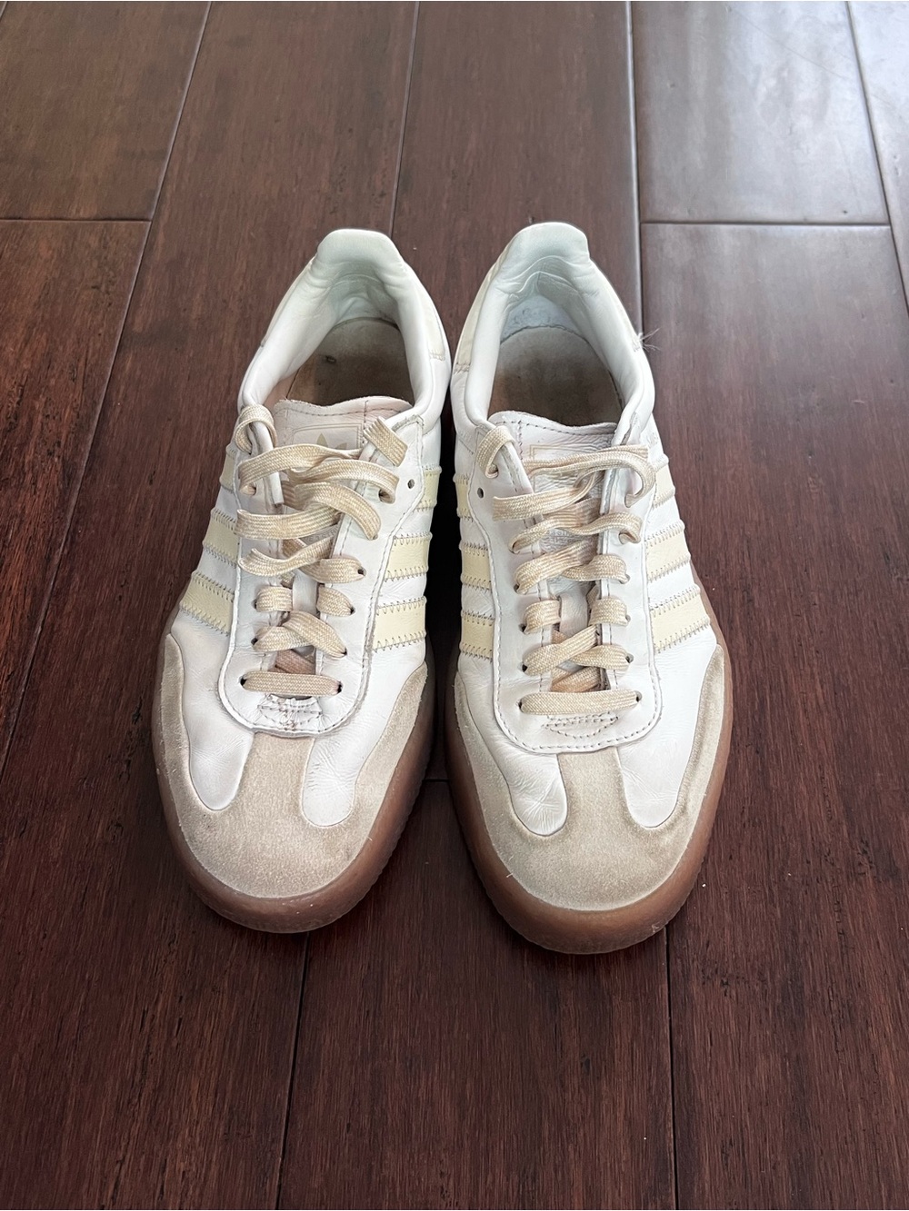 Samba adidas Cream White Tan Brown Low-Top Sneakers